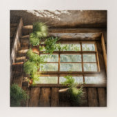 Ingepotte Planten in een zonnig raam Legpuzzel (Horizontaal)