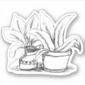 Ingepotte Planten schets Sticker (Voorkant)
