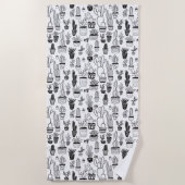 Ingepotte Planten Succulenten & Cactussen Handgema Strandlaken (Voorkant)