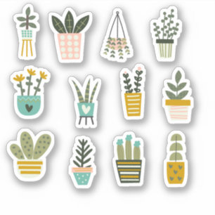 Ingepotte Planten, vetplant & cactus vinyl Sticker
