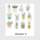 Ingepotte Planten, vetplant & cactus vinyl Sticker (Vel)