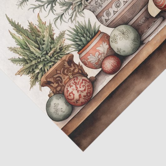 Ingepotte vetplanten zuidwestelijke cactus kerst tissuepapier (Detail)