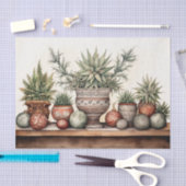 Ingepotte vetplanten zuidwestelijke cactus kerst tissuepapier (Craft)