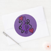 Ingeschakeld op Paarse muziekopdragers Ronde Sticker (Envelop)