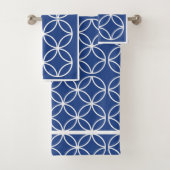 Ingesloten cirkels roomruiten blauw en wit bad handdoek (Insitu)