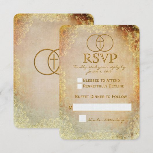 Ingesloten RSVP-kaart 2 voor Religieuze bruiloft RSVP Kaartje (Voorkant / Achterkant)
