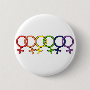 Ingesloten Vrouw Regenboog Ronde Button 5,7 Cm