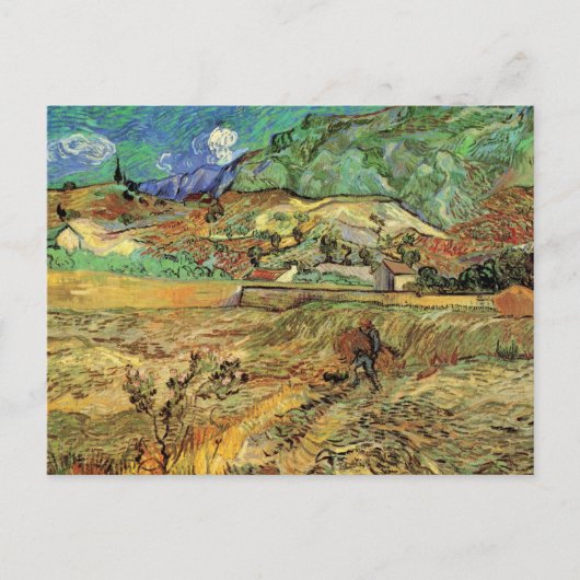 Ingesloten Wheat Field w Peasant door Vincent van  Briefkaart (Voorkant)