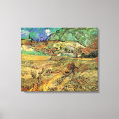 Ingesloten Wheat Field w Peasant door Vincent van Canvas Afdruk (Voorkant)