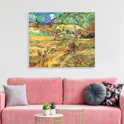 Ingesloten Wheat Field w Peasant door Vincent van  Canvas Afdruk (Insitu (Woonkamer))