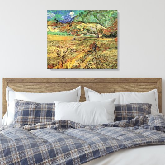 Ingesloten Wheat Field w Peasant door Vincent van Canvas Afdruk (Insitu (Slaapkamer))