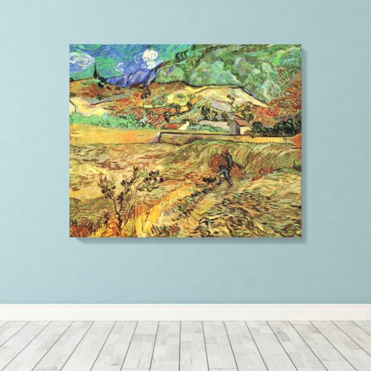Ingesloten Wheat Field w Peasant door Vincent van Canvas Afdruk (Insitu (Houten vloer))