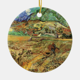 Ingesloten Wheat Field w Peasant door Vincent van  Keramisch Ornament