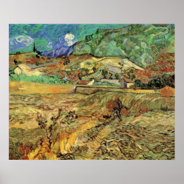 Ingesloten Wheat Field w Peasant door Vincent van  Poster