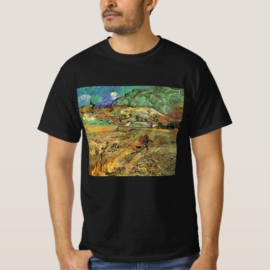 Ingesloten Wheat Field w Peasant door Vincent van  T-shirt (Voorkant)