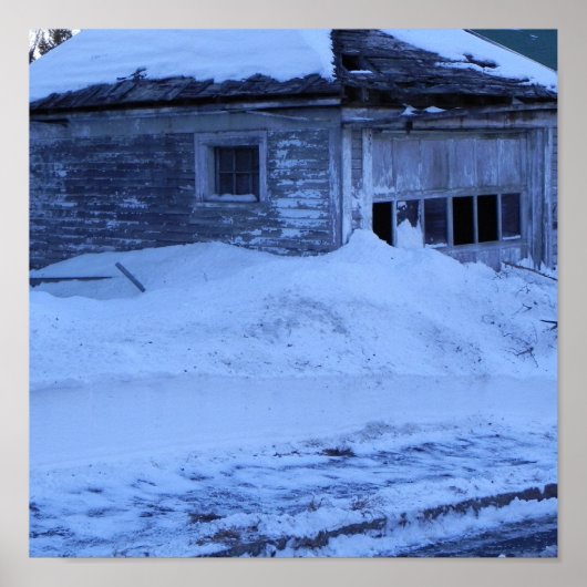 Ingesneeuwde Garage Poster (Voorkant)