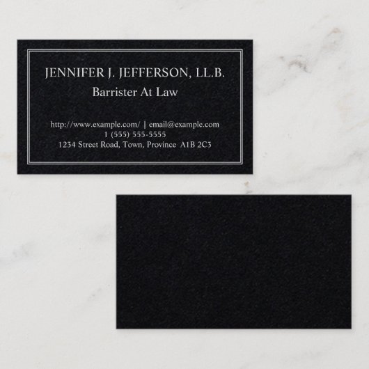 ingetogen barrister bij het Visitekaartje (Voorkant / Achterkant)