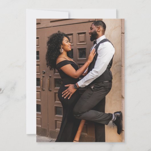 Ingetogen Elegant Zwart & Wit Foto Bruiloft Save The Date (Achterkant)