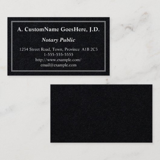 Ingetogen en Basis Notaris Openbaar Visitekaartje (Voorkant / Achterkant)