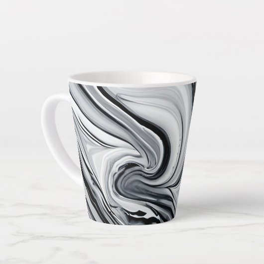 ingetogen inkt wervelt marmer - tijdloze elegantie latte mok (Linkerhoek)
