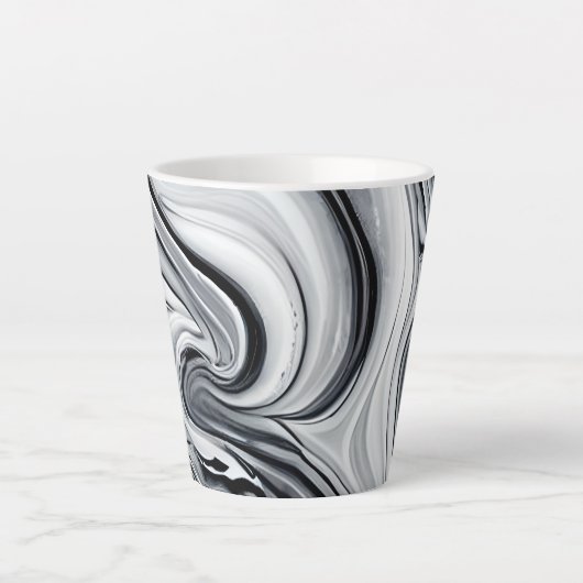 ingetogen inkt wervelt marmer - tijdloze elegantie latte mok (Voorkant)