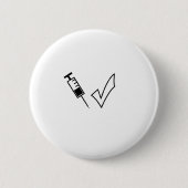 Ingevaccineerde spuit- en tekensymbool ronde button 5,7 cm (Voorkant)