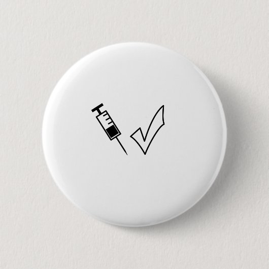 Ingevaccineerde spuit- en tekensymbool ronde button 5,7 cm (Voorkant)