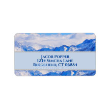 Ingevroren adreslabel van bergen