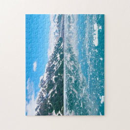 Ingevroren blauw meerlandschap legpuzzel