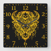 Ingewikkeld bizonontwerp met tribale elementen vierkante klok (Voorkant)