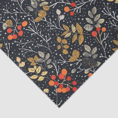 Ingewikkeld blad en bessen patroon op zwart tissuepapier (Detail)