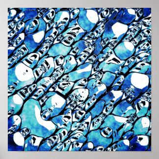 Ingewikkeld Blauw Abstract Patroon Poster