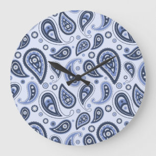 Ingewikkeld Blauw Bloemmotief Paisley Print Ontwer Grote Klok