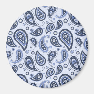 Ingewikkeld Blauw Bloemmotief Paisley Print Ontwer Magneet