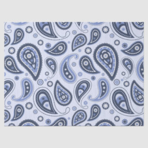 Ingewikkeld Blauw Bloemmotief Paisley Print Ontwer Tissuepapier