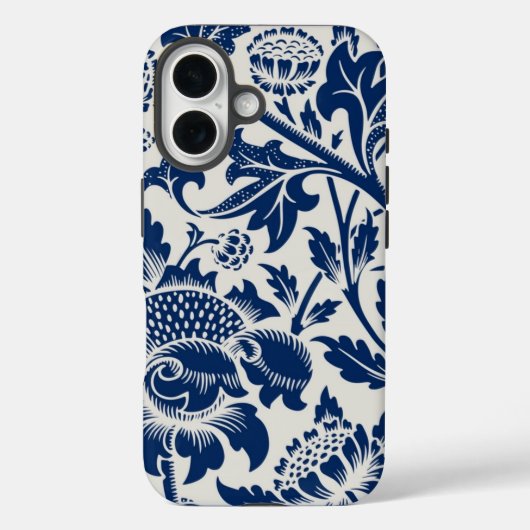 Ingewikkeld blauw bloempatroon op lichte achtergro Case-Mate iPhone case (Achterkant)