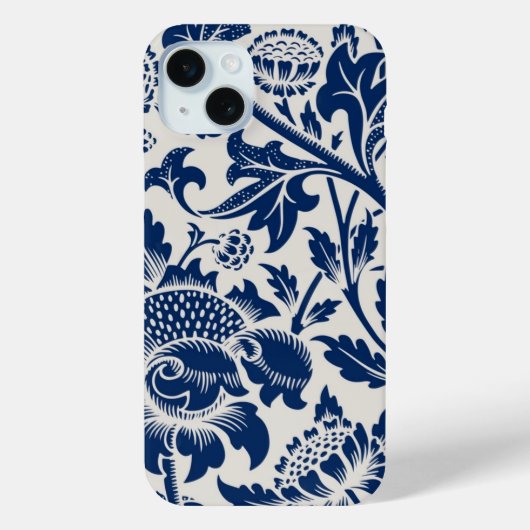 Ingewikkeld blauw bloempatroon op lichte achtergro Case-Mate iPhone case (Achterkant)