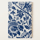 Ingewikkeld blauw bloempatroon op lichte achtergro planner (Achterkant)