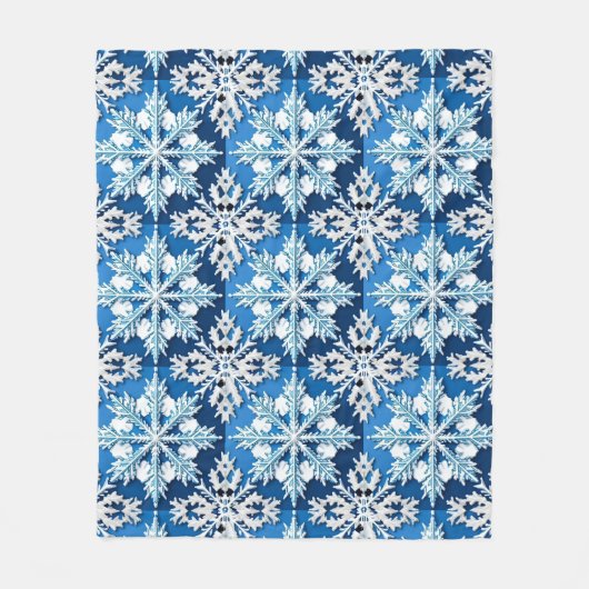 Ingewikkeld blauw sneeuwvlokontwerp fleece deken (Voorkant)