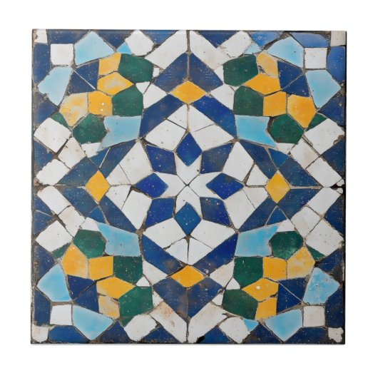 Ingewikkeld blauw Tegel patroon Tegeltje (Voorkant)