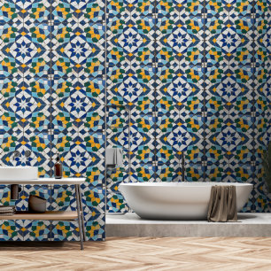 Ingewikkeld Blauw Tegelpatroon Behang