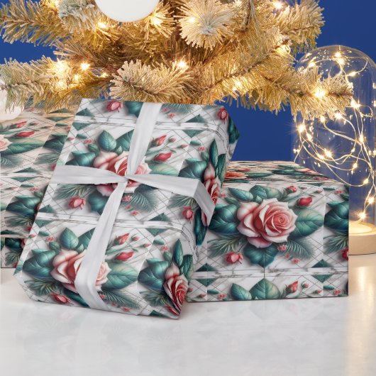 Ingewikkeld Bloemen Tegel Mozaïek Kunstwerk Cadeaupapier (Feestdagen)