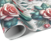 Ingewikkeld Bloemen Tegel Mozaïek Kunstwerk Cadeaupapier (Rol Hoek)