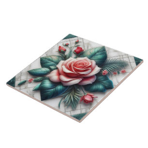 Ingewikkeld Bloemen Tegel Mozaïek Kunstwerk Tegeltje