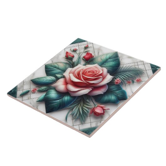 Ingewikkeld Bloemen Tegel Mozaïek Kunstwerk Tegeltje (Zijkant)