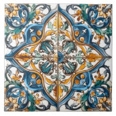 Ingewikkeld bloemig betegeld patroon met levendige tegeltje (Voorkant)