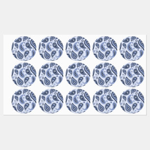Ingewikkeld bloemmotief met paisleyprintontwerp labels