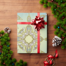 Ingewikkeld bloemmotief met symmetrische bladeren cadeaupapier