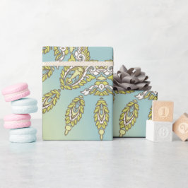Ingewikkeld bloemmotief met symmetrische bladeren cadeaupapier
