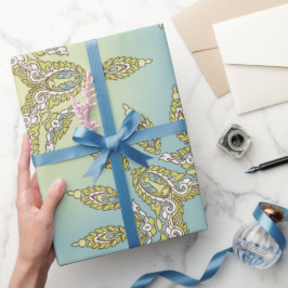 Ingewikkeld bloemmotief met symmetrische bladeren cadeaupapier